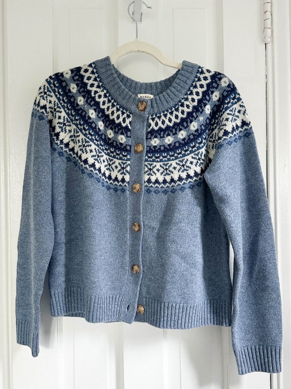 24 HOUR SALE - 9/17 !!! Blue Fair Isle Button-Front Cardigan Sweater - Picture 3 of 6